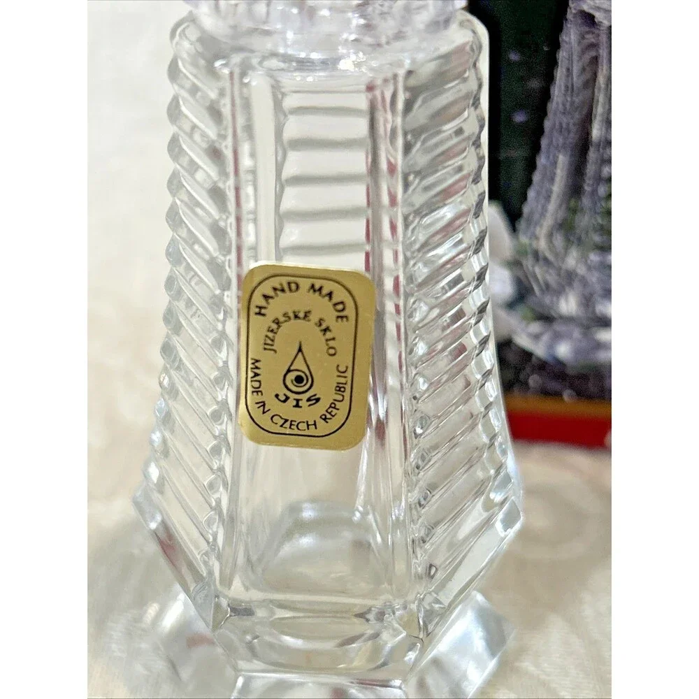 Vintage Jizerske Sklo Czech Lead Crystal Salt Pepper Shakers Style 18699 NIB